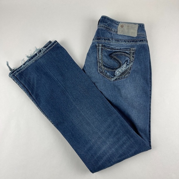 Silver Jeans Womens 28x33 Suki Mid Slim Boot Fluid Denim Blue - Picture 1 of 13